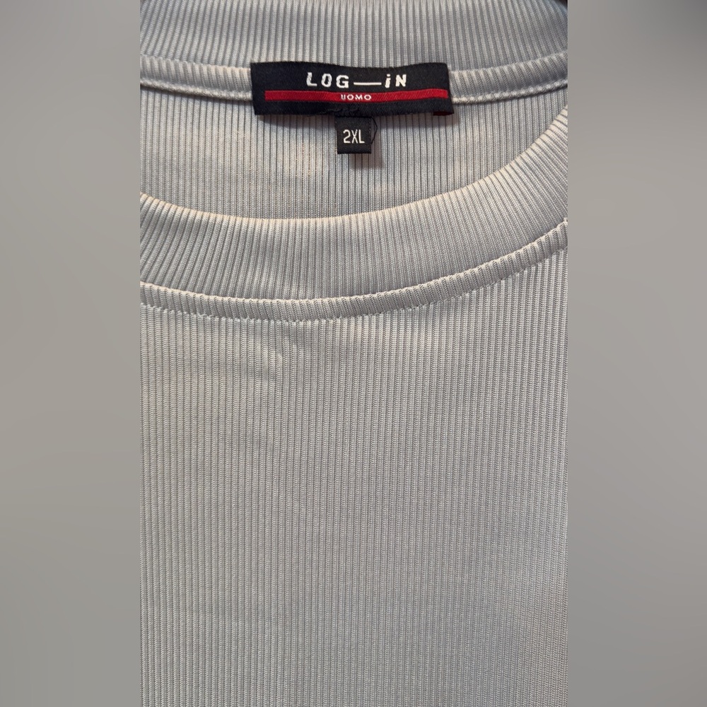Uomo Log- In Men's Crew Neck Short Sleeve Shirt - Light Gray 2XL. New w/o tags - Picture 5 of 8